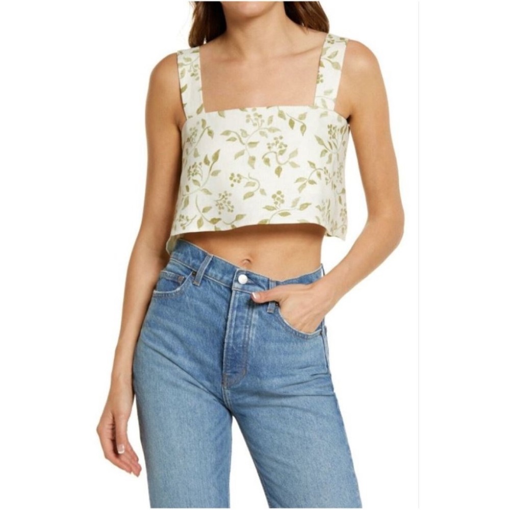 Reformation Blanka Cypress linen top